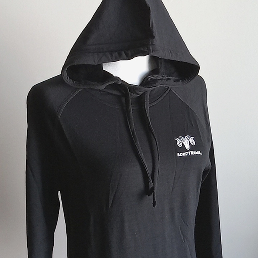 Adeptwool Women's Merino Wool Base Layer Hoodie 230g Drape Neck Sweatshirt NWOT